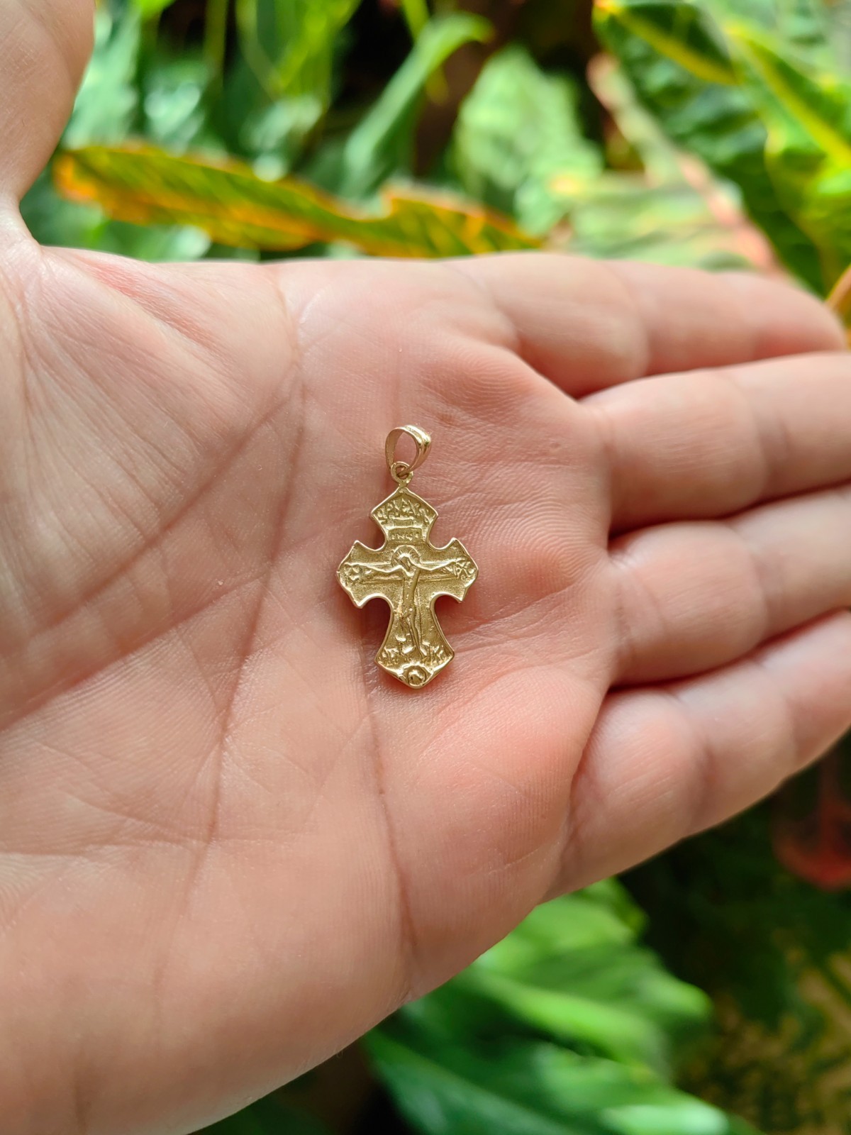14k solid yellow gold cross pendant, female golden cross, male gold cross,