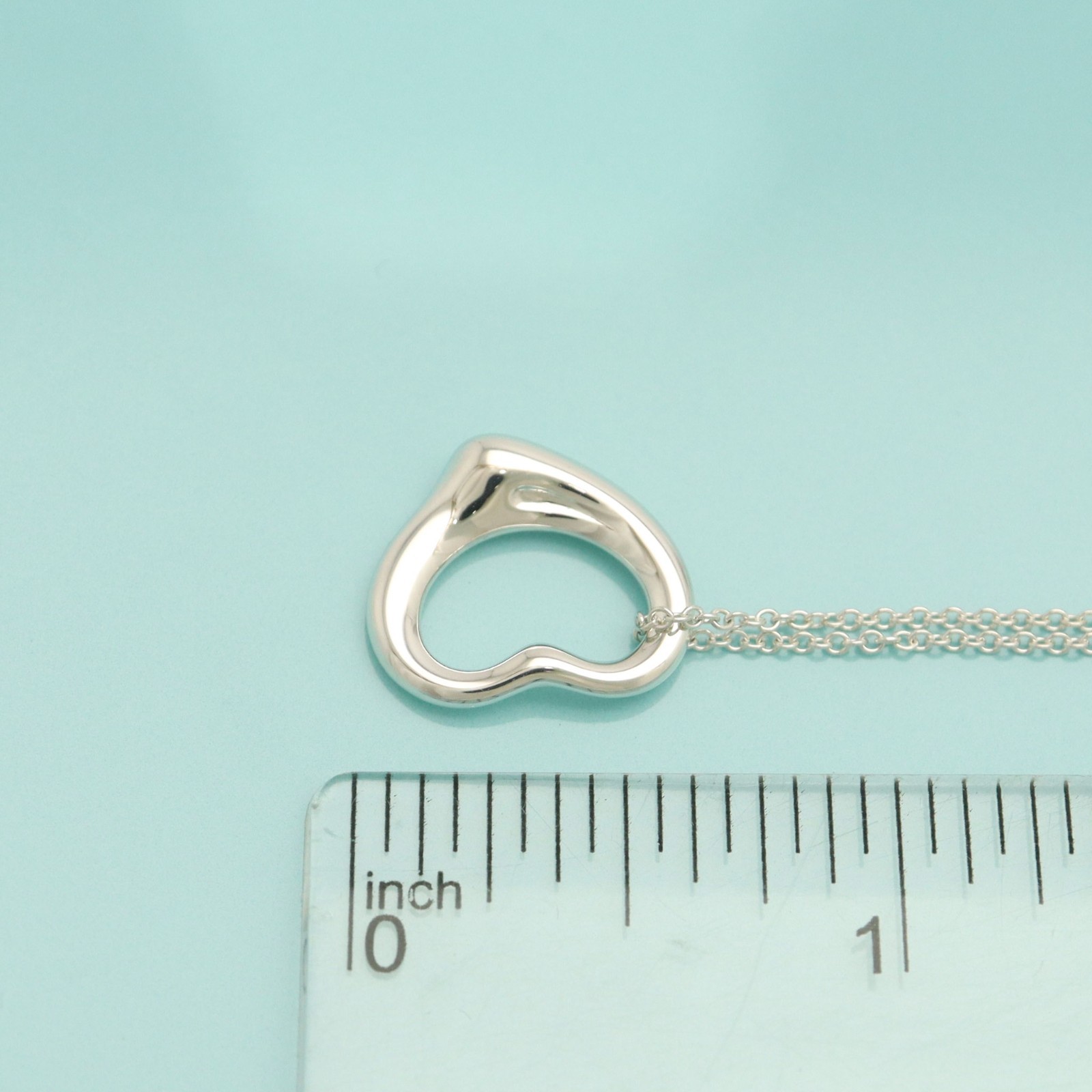 Tiffany & Co. Elsa Peretti 16mm Open Heart Pendant Necklace 16.1″ Silver 925