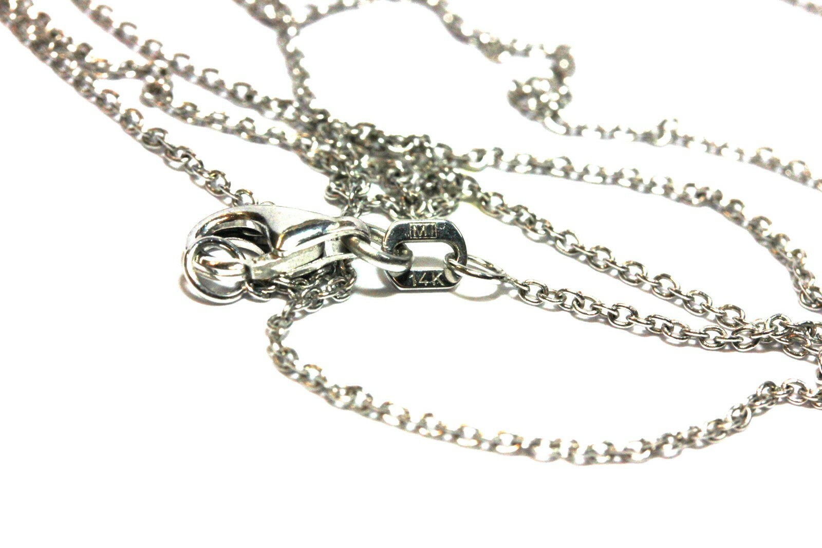 14k white gold 24 inch 0.65mm 2.35g rolo cable chain necklace lobster