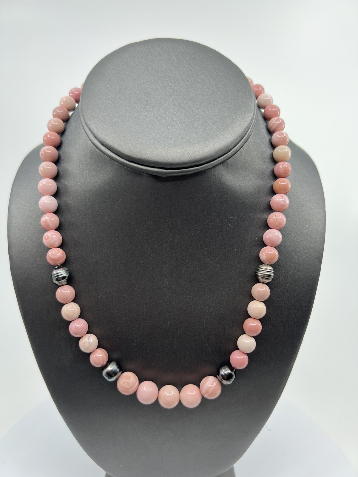 Jay King Pink Opal and Black South Sea Cultured Pearl Beaded Necklace