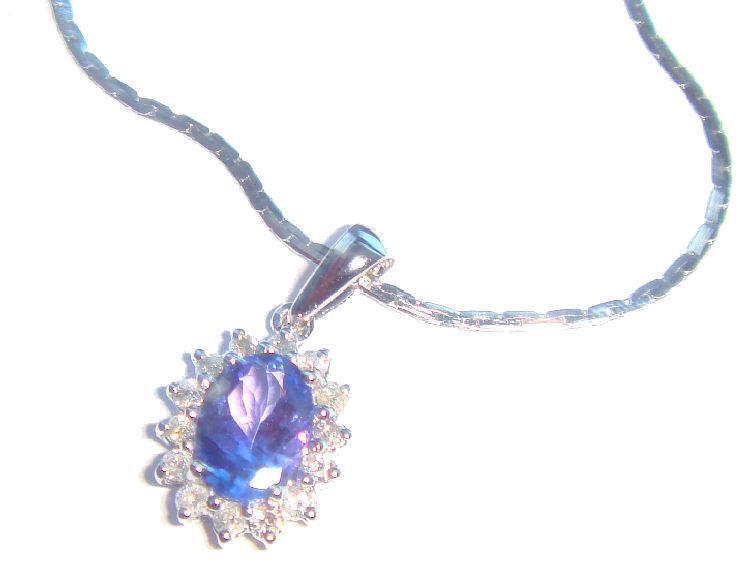 1.14ct Tanzanite & Diamond Necklace in White Gold