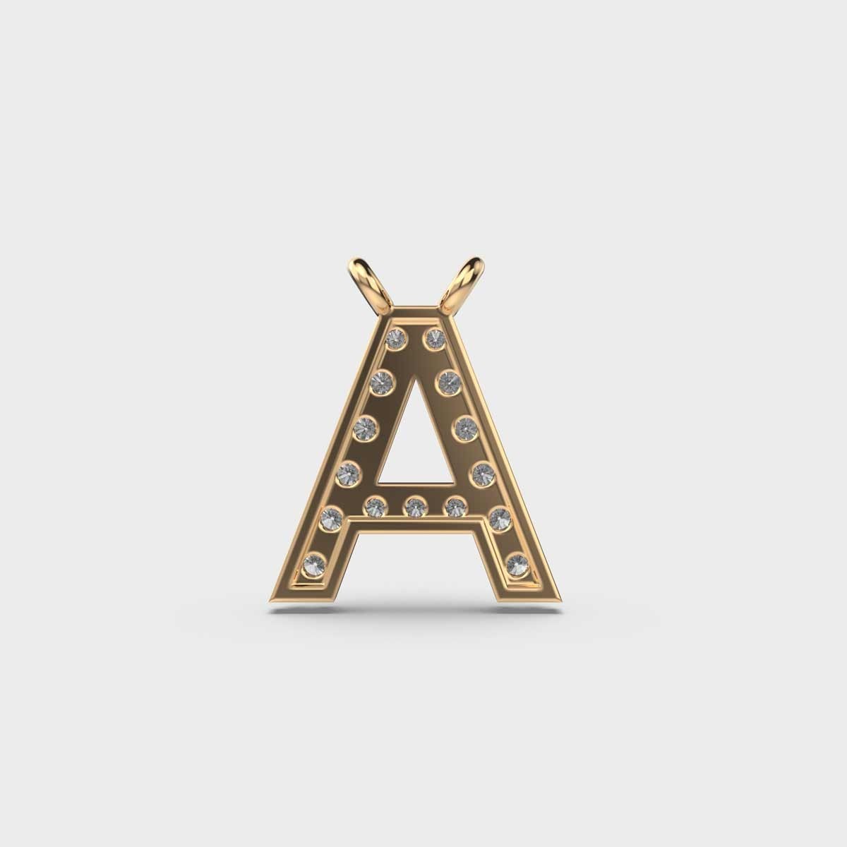 2.00 Ct Adorable Initial ‘A’ Diamond Pendant (Without Chain) 14k gold plated