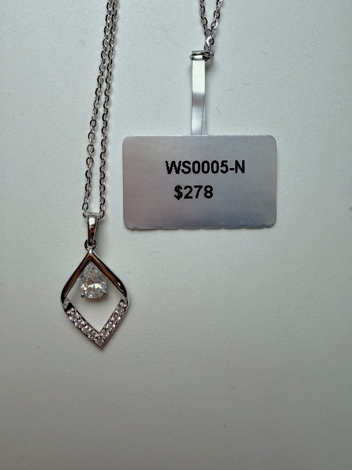 16+2″ 0.6ctw Moissanite Teardrop Solitaire Pendant Necklace 925 Sterling Silver