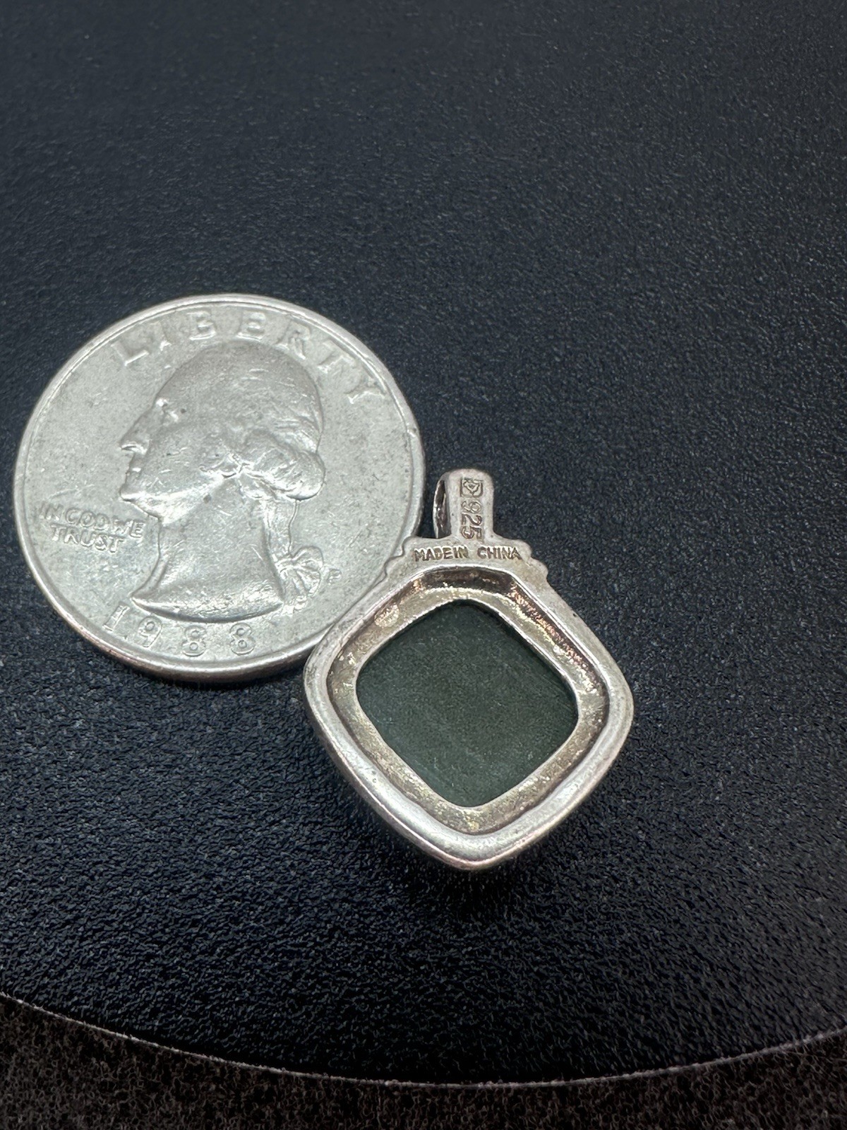 Sterling Silver Unknown Green Stone Pendant Small