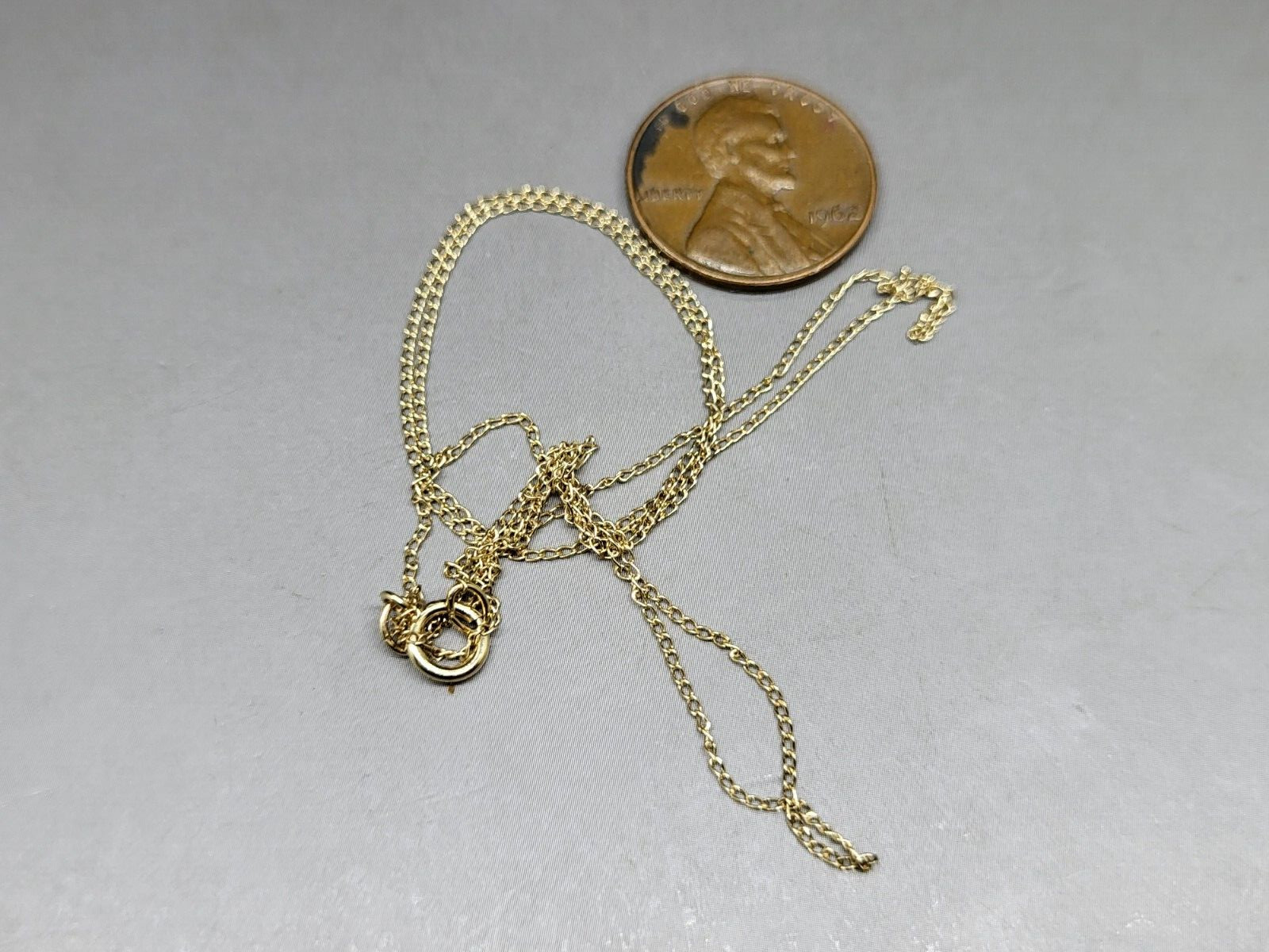 KT Gold Vermeil .925 Sterling Silver Oval Link Necklace Chain 18″ x .6mm