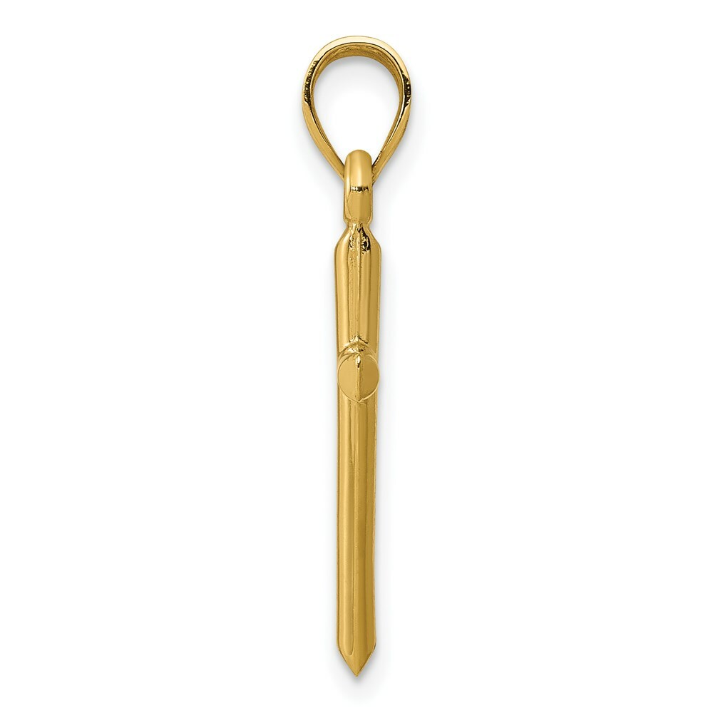 Real 14kt Yellow Gold Polished Hollow Cross Pendant