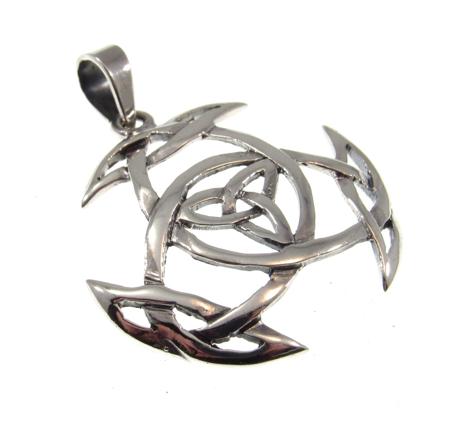 Solid 925 Sterling Silver Celtic Trinity Knot Triquetra Viking Shield Pendant