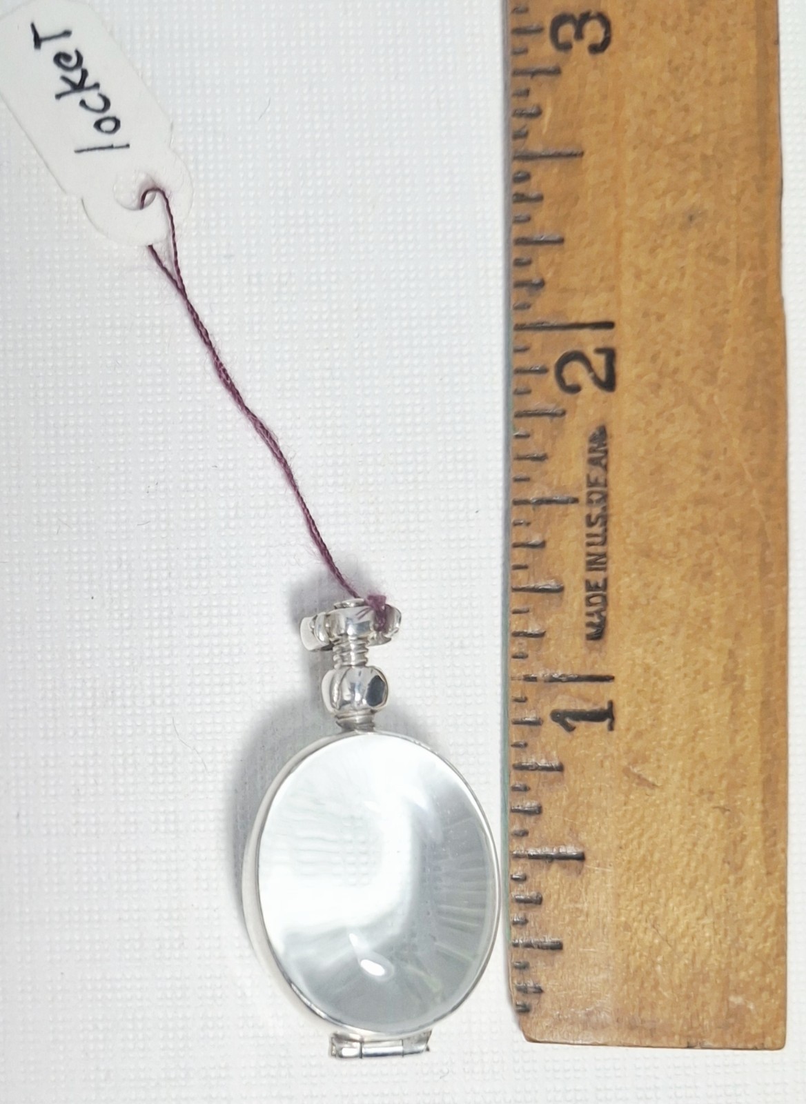 Clear Photo Locket Pendant Oval Clear Sterling Silver Holds 2 Photos