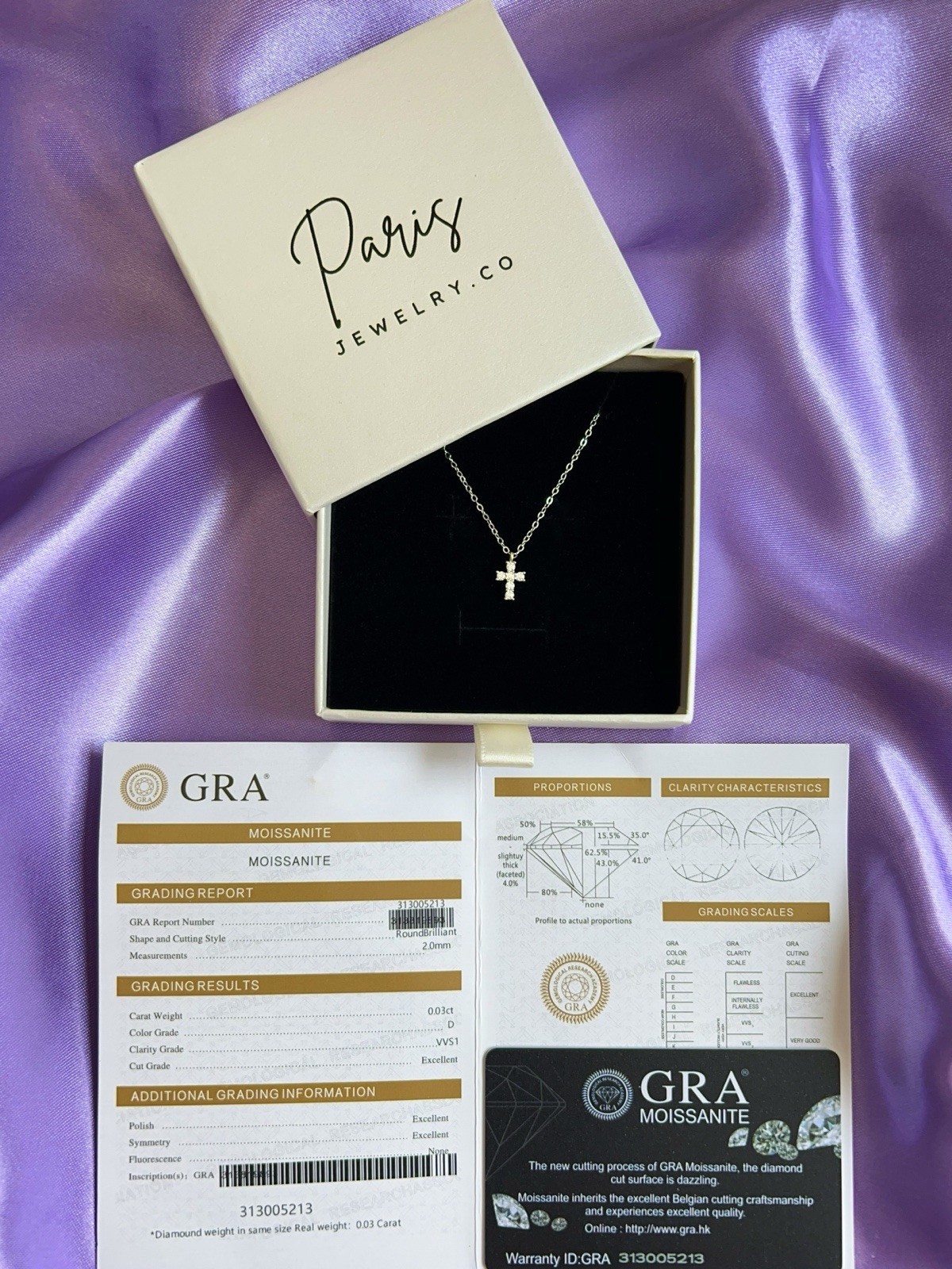 Petite Cross Necklace 925 Sterling Silver D Color VVS1 Moissanite GRA Certified