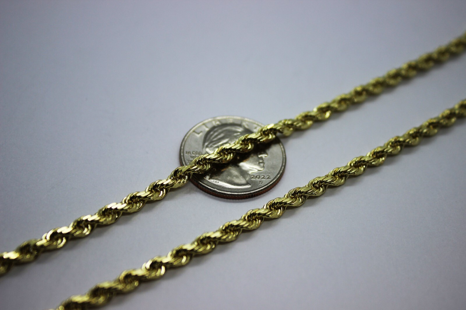 10K Yellow Solid Gold Rope Diamond Cut Chain necklace bracelet 1.5mm-5mm 7″-30″