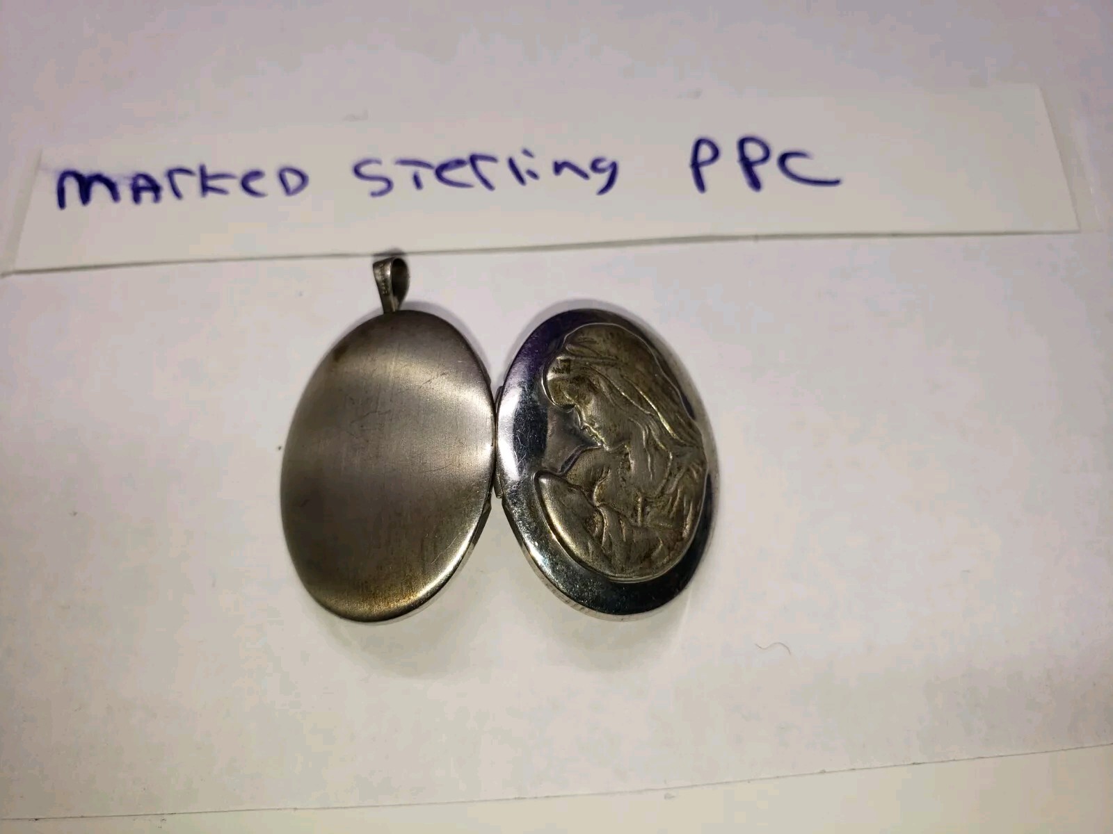 .925 Sterling Silver PPC Fingerprint Locket Mother & Child Vintage 1980’s .925