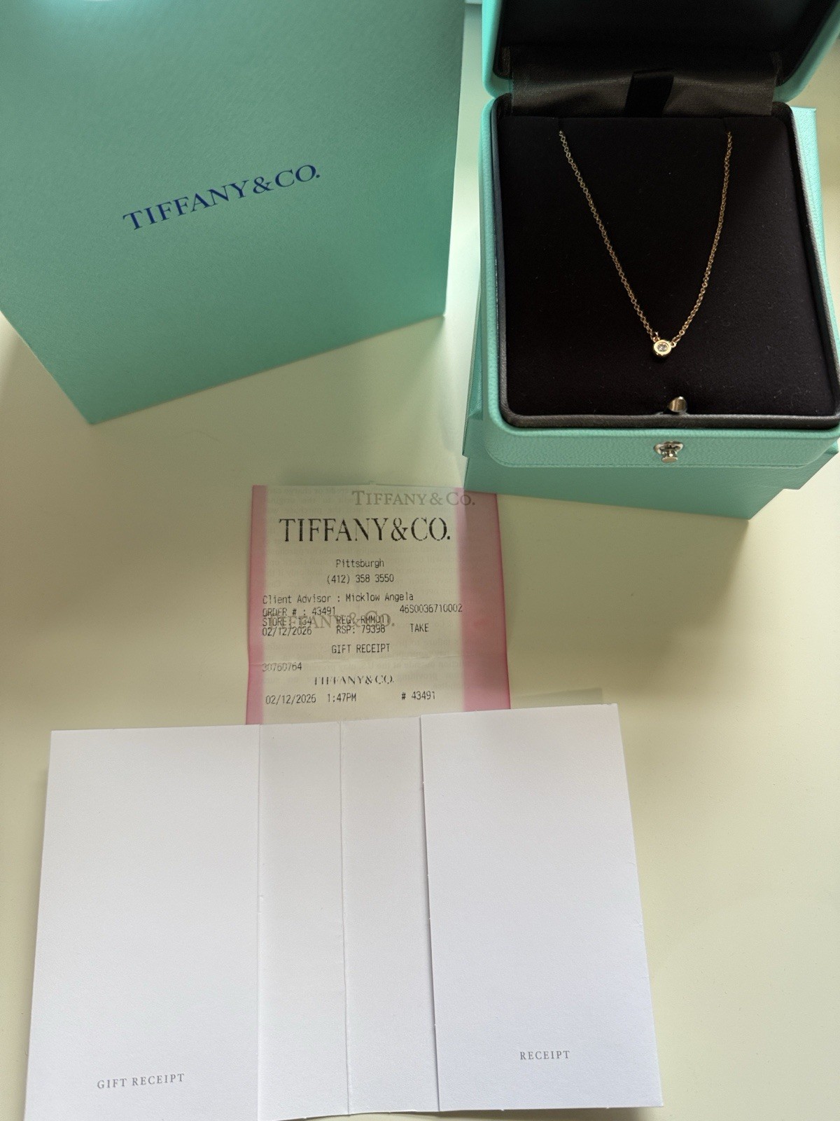 Tiffany and Co Elsa Peretti Rose Gold Single Diamond Necklace