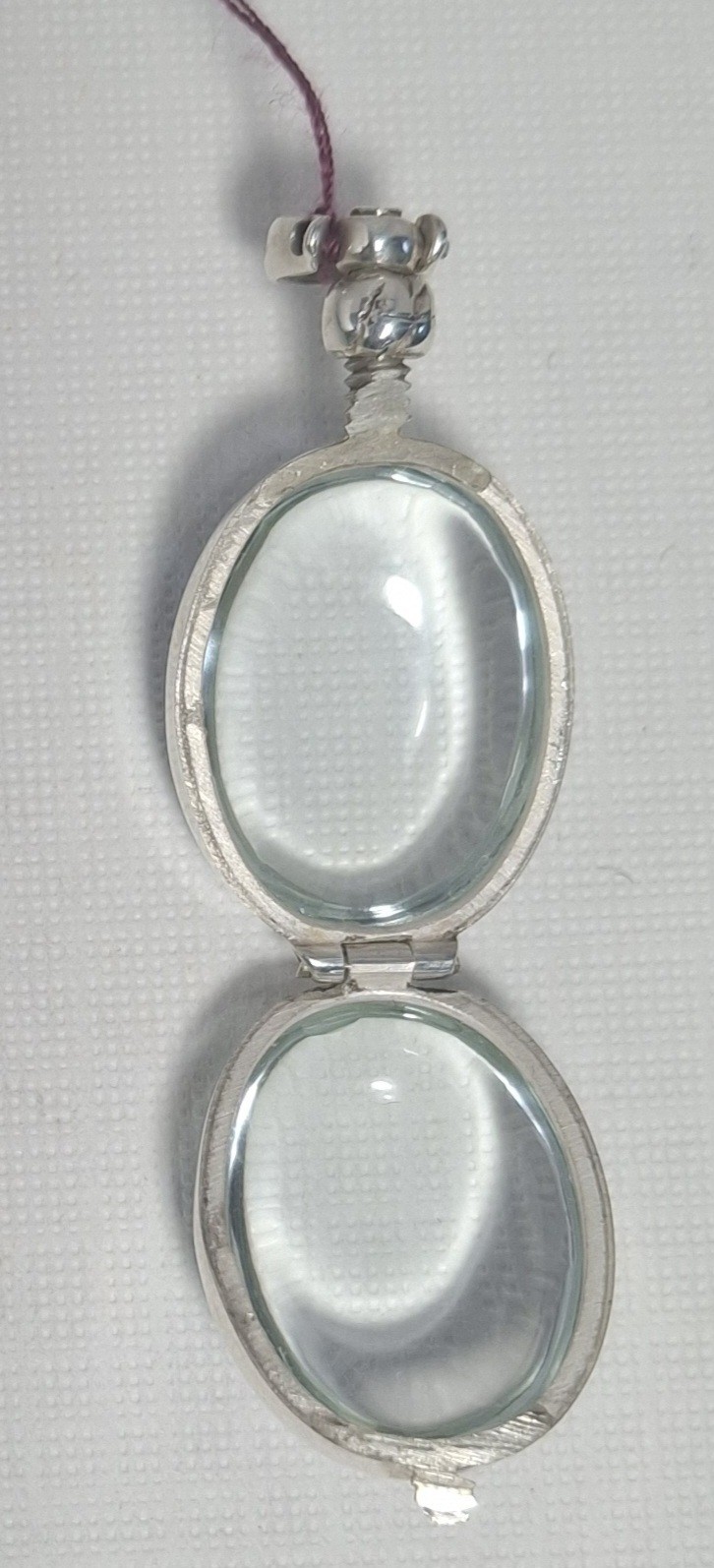 Clear Photo Locket Pendant Oval Clear Sterling Silver Holds 2 Photos