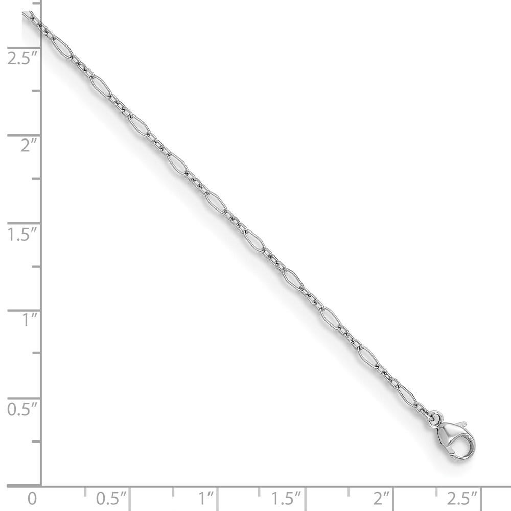 Platinum Polished & Diamond-cut 2.4mm Solid Oval Link Chain Necklace 16″- 3.29g
