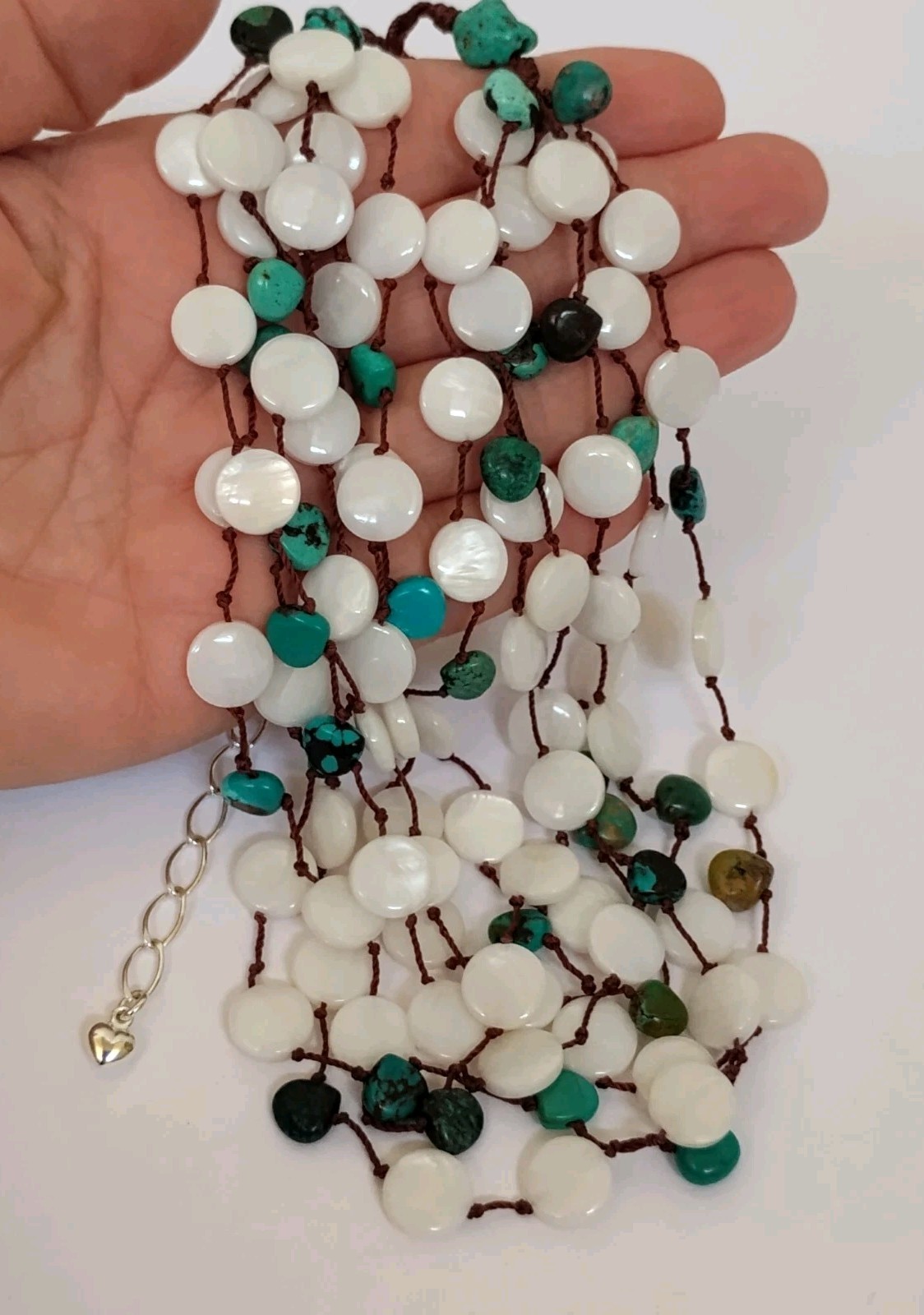 Jay King Mine Finds Mother of Pearl Turquoise Knotted Cord Layered Necklace