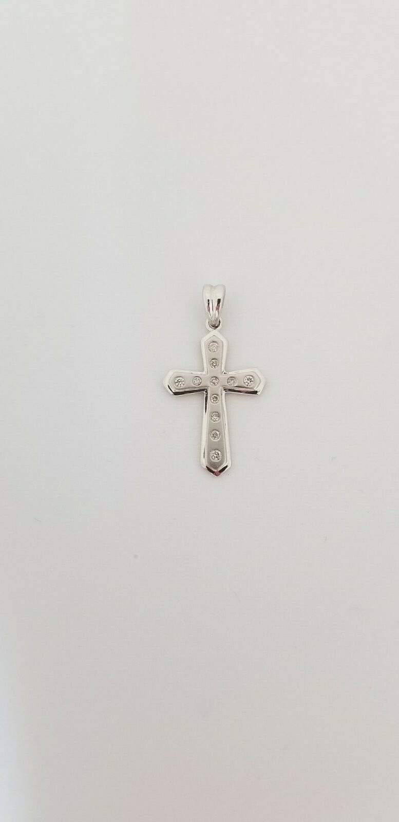 Diamond Cross Pendant 14k White Gold For Adults or Children Elegant Satin Finish