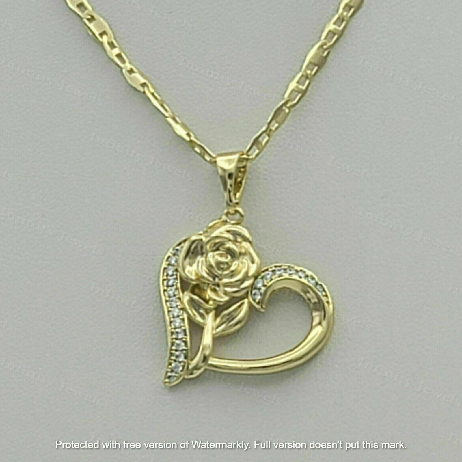 0.25Ct Round Cut VVS1/D Diamond Heart Pendant Free Chain 14k Yellow Gold Finish