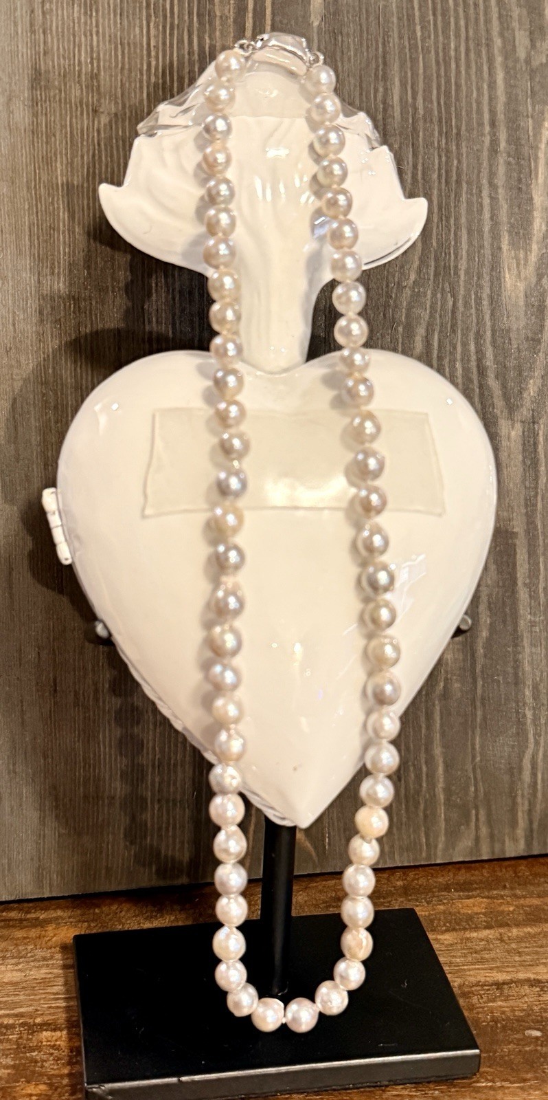 ✨ Genuine Madama Akoya Pearl Necklace 5.9mm 925 Silver High Luster Green Tones