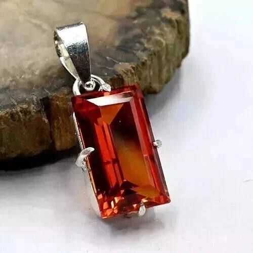 30 Ct Natural Orange Sapphire Certified Loose Gemstone 925 Solid Silver Pendant