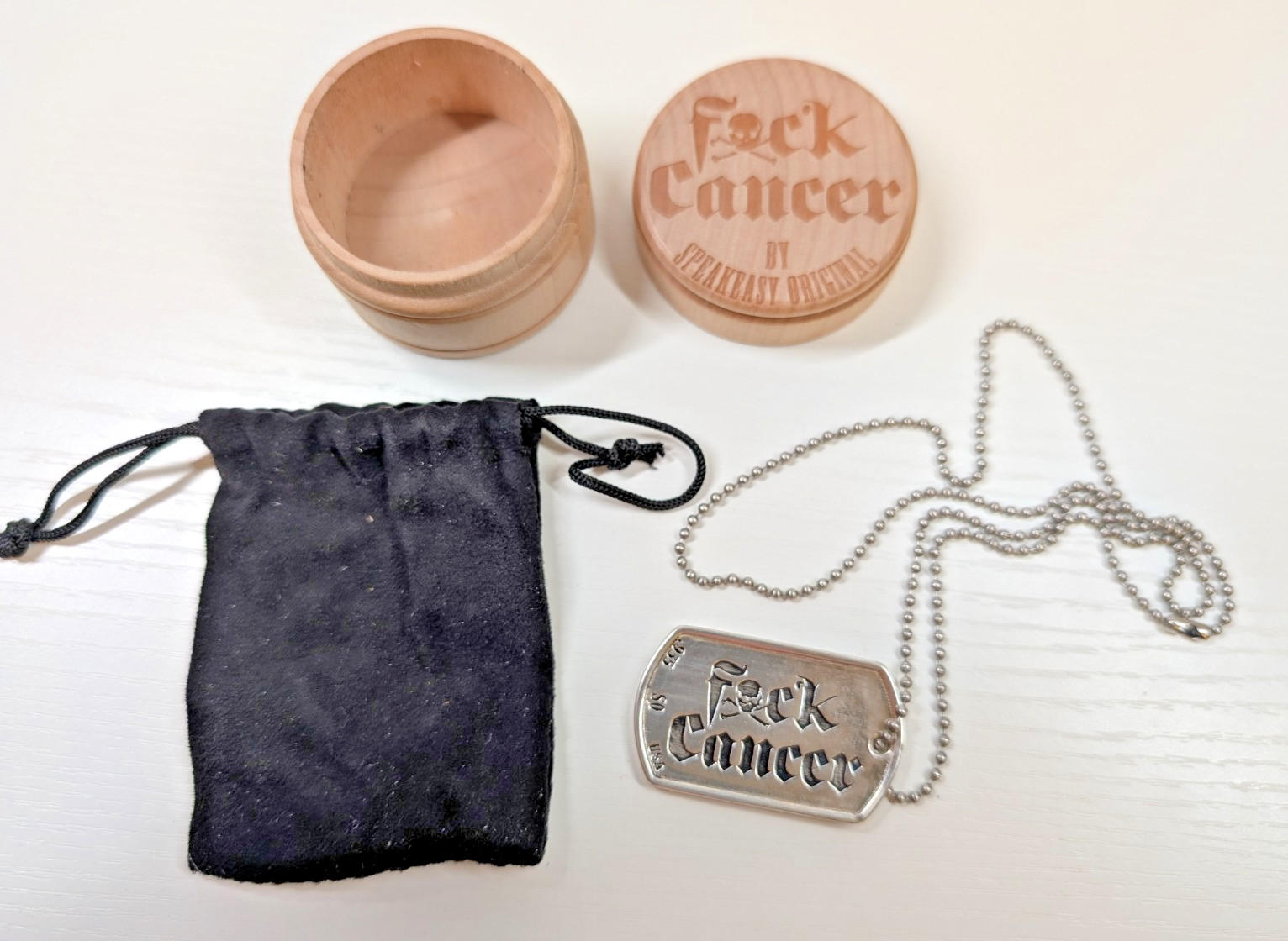 Speakeasy Original Fxck Cancer .935 Silver Heavy 1oz Dog Tag Pendant 22/25
