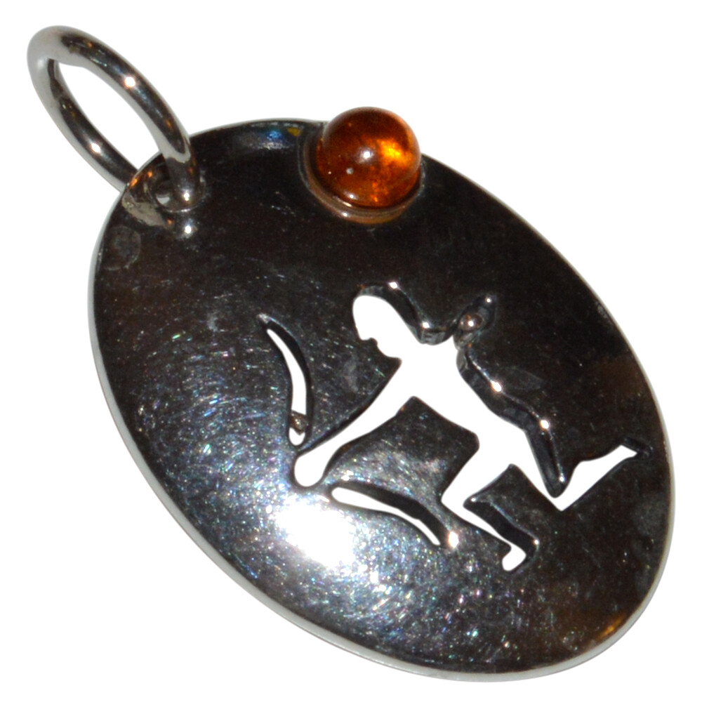 1.7g Horoscope – Sagittarius Authentic Baltic Amber 925 Silver Pendant N-A742