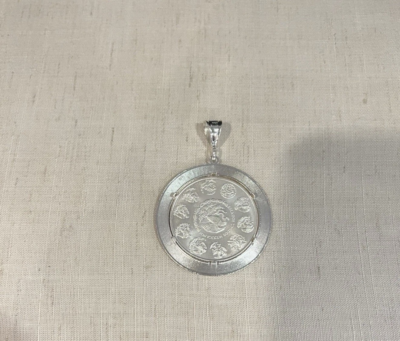 925 STERLING SILVER BEZEL Greek Diamond Cut Pendant Does NOT Include CENTENARIO
