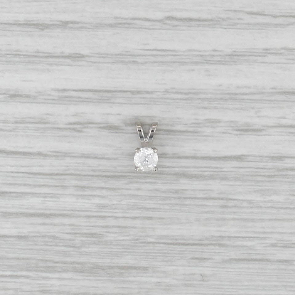 New 0.30ct Diamond Solitaire Pendant 14k White Gold 4 Prong Small Round Drop