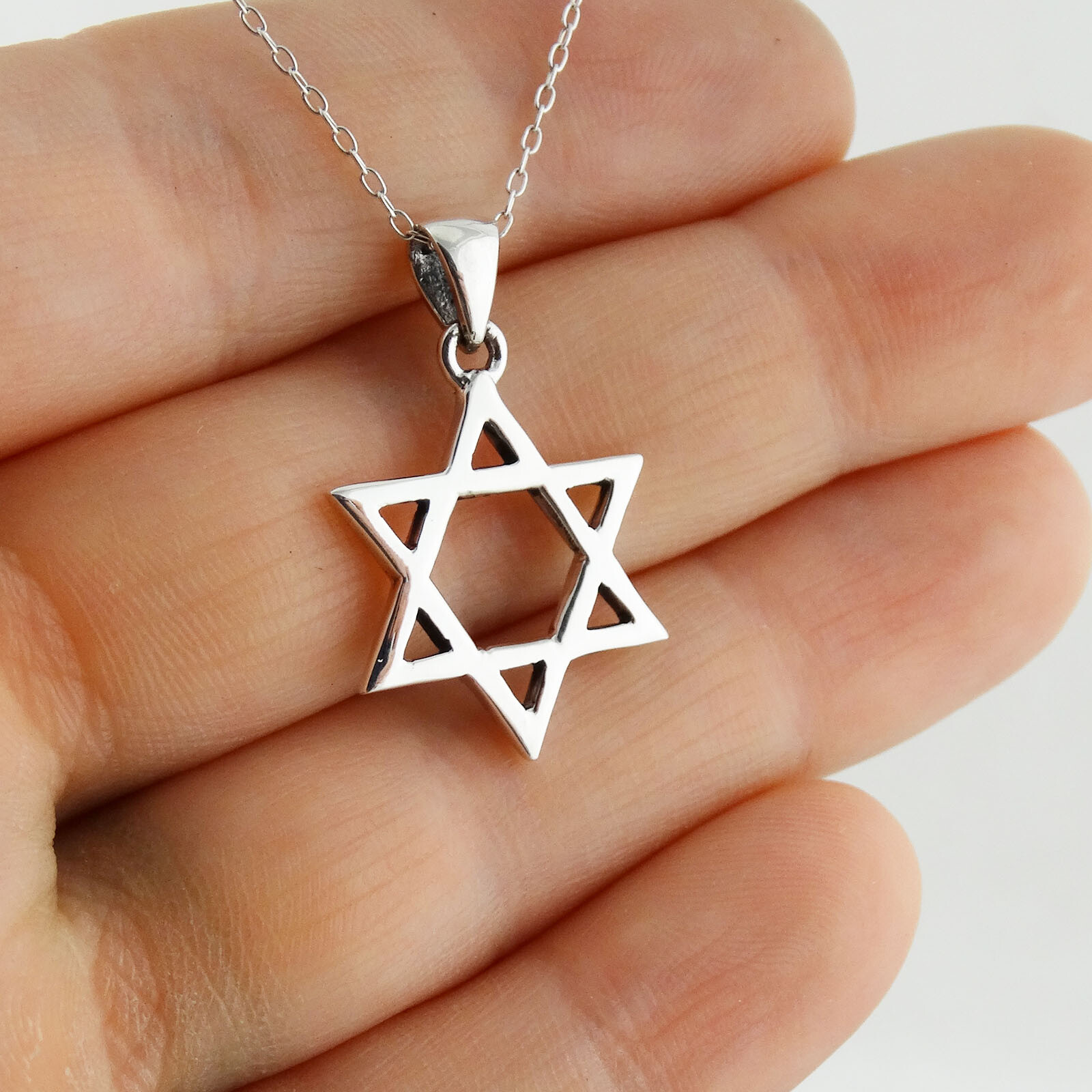 Star of David Pendant Necklace – 925 Sterling Silver – Jewish Shield Symbol Gift