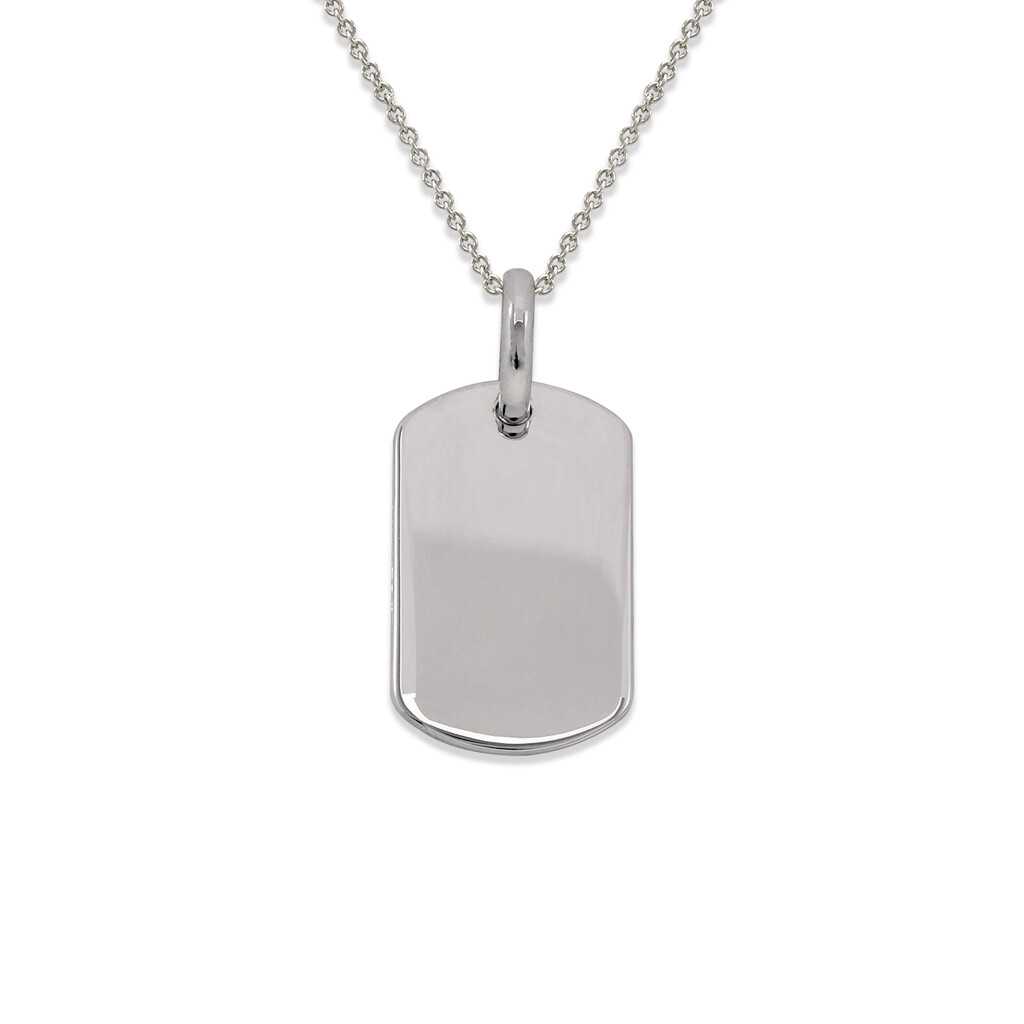 14K Yellow White Gold Simple Plain Rectangle Pendant Charm Dog Tag 11.5x20mm