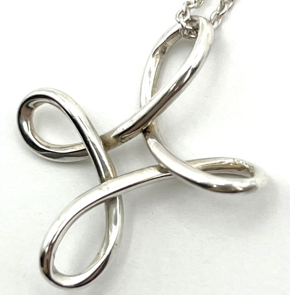 Tiffany & Co. Infinity Cross Pendant Long Necklace 925 Sterling Silver Japan