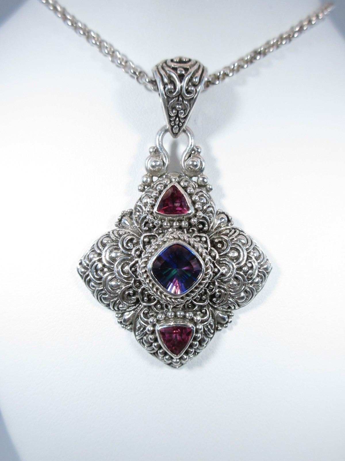 Sarda Sterling Silver in Purple Mystic Quartz & Pink Mystic Topaz Pendant