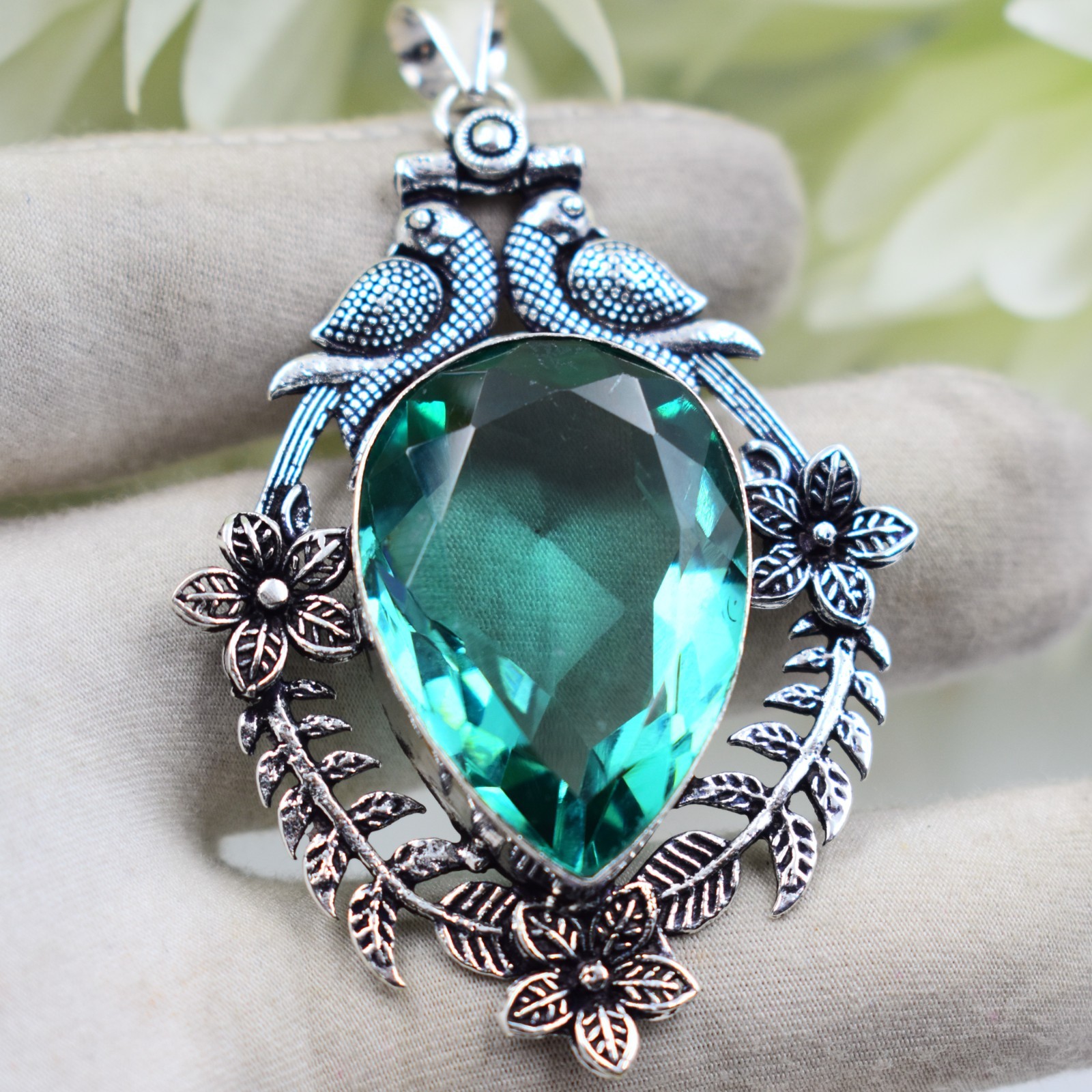 Tourmaline Gemstone Handmade 925 Sterling Silver Jewelry Pendant Size-2.25″