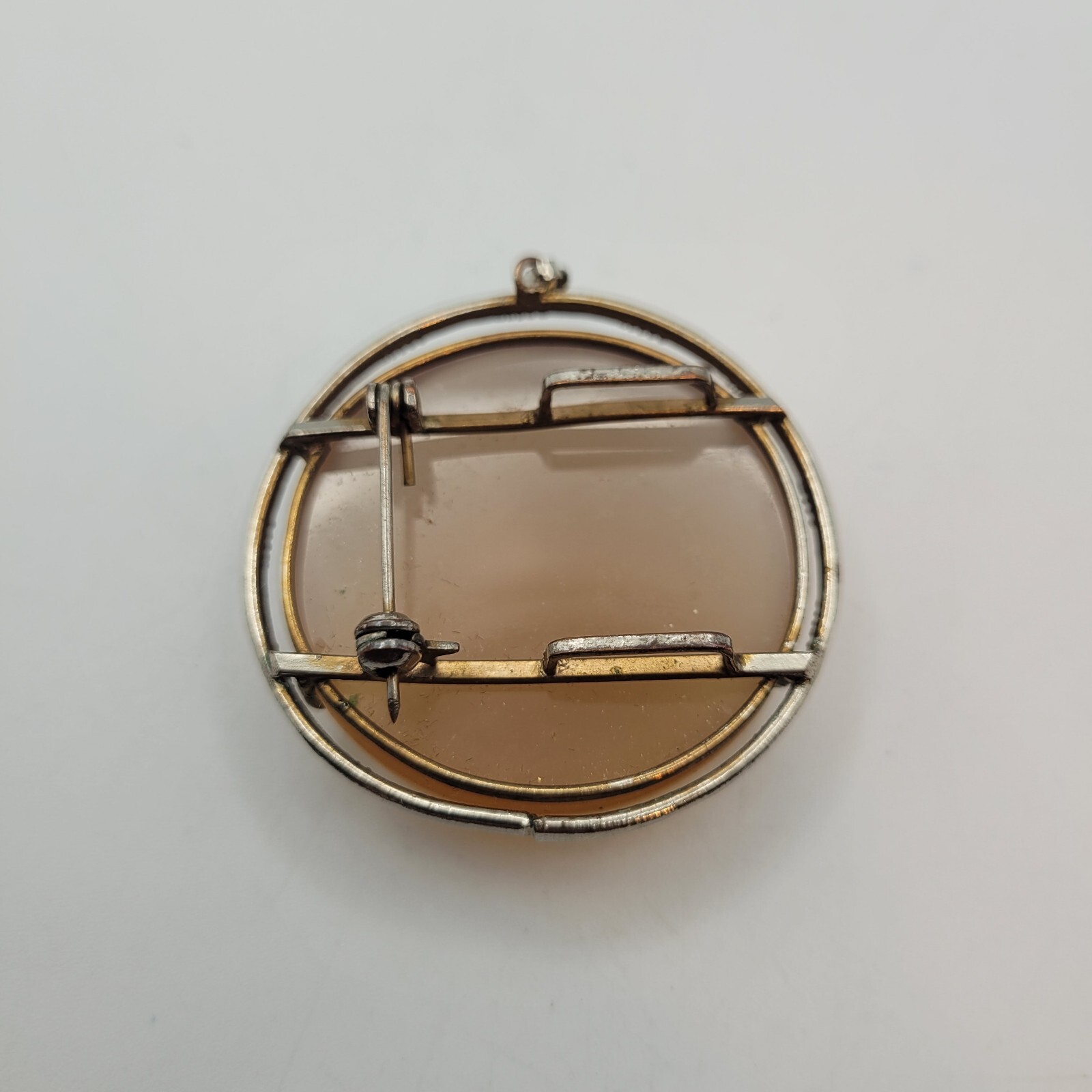 Vintage Rose Agate Round Prong Set Dual Pendant & Pin, Unbranded