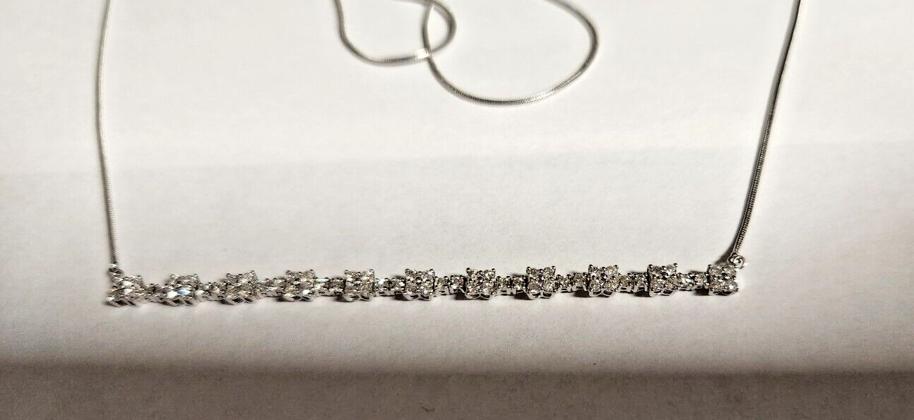 14k white gold diamond bar necklace 1.00 carat t.w.
