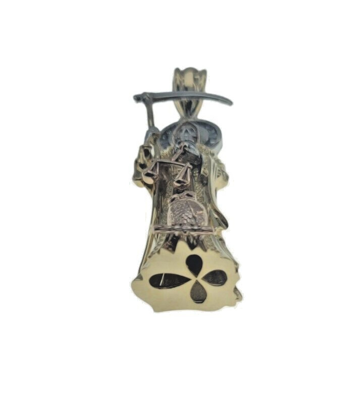 Santa Muerte Holy Death Grim Reaper Charm New 3D 2 In Long Pendant Real 14k Gold