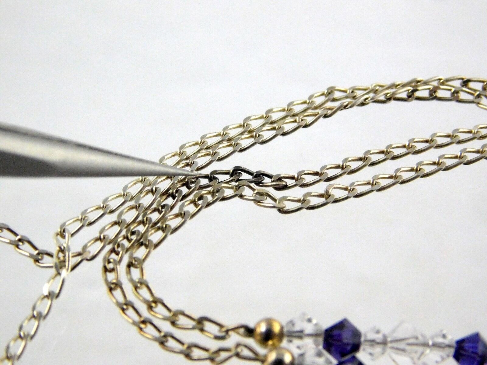 Sterling Silver Purple Crystal Rhinestone Heart Pendant Necklace 17.5 Inches 5g