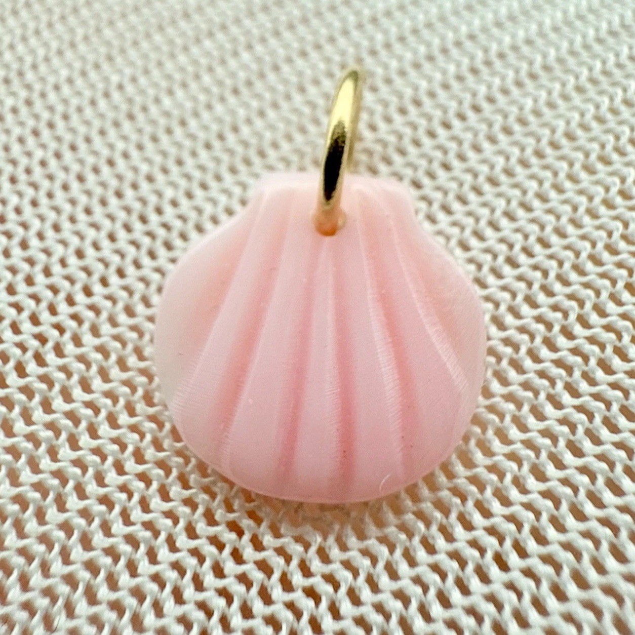 14k Solid Gold Charm, Pink Conch Shell Charm, Beachy Summer Jewelry
