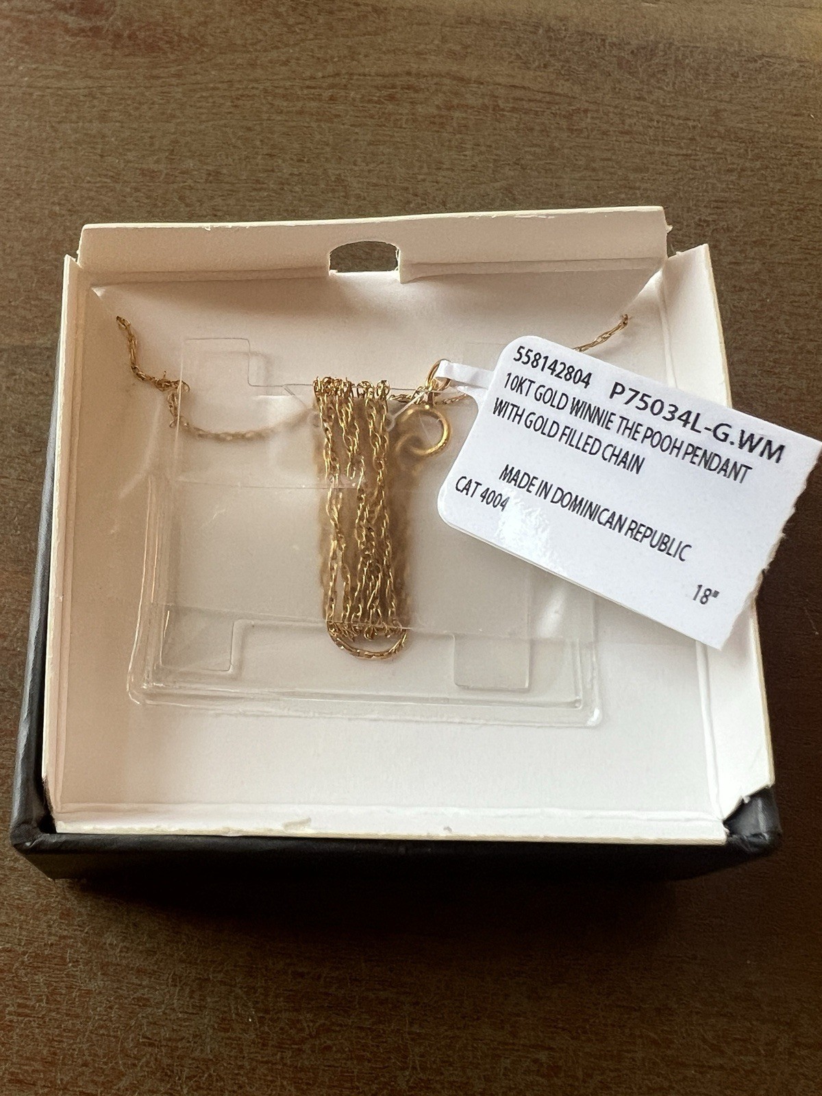 10k Yellow Gold Winnie the Pooh Disney Pendant Necklace & 18” Gold Filled Chain