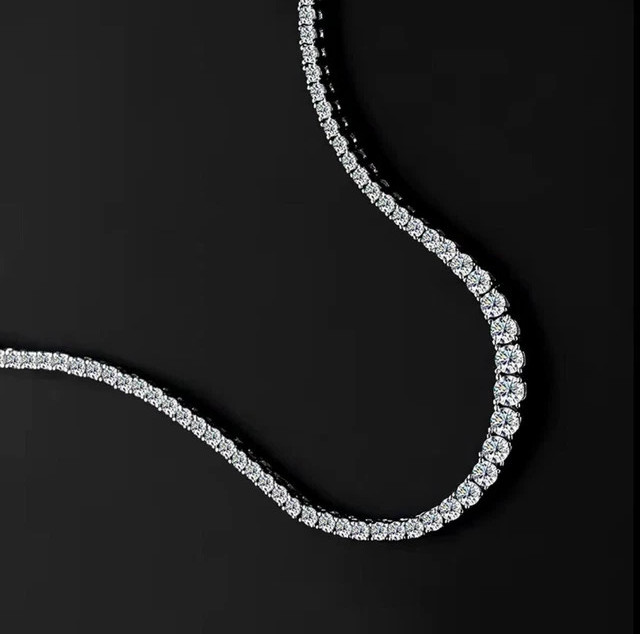 5ct VS1 Real Moissanite Diamond Graduated Tennis Necklace 925 Silver 16″