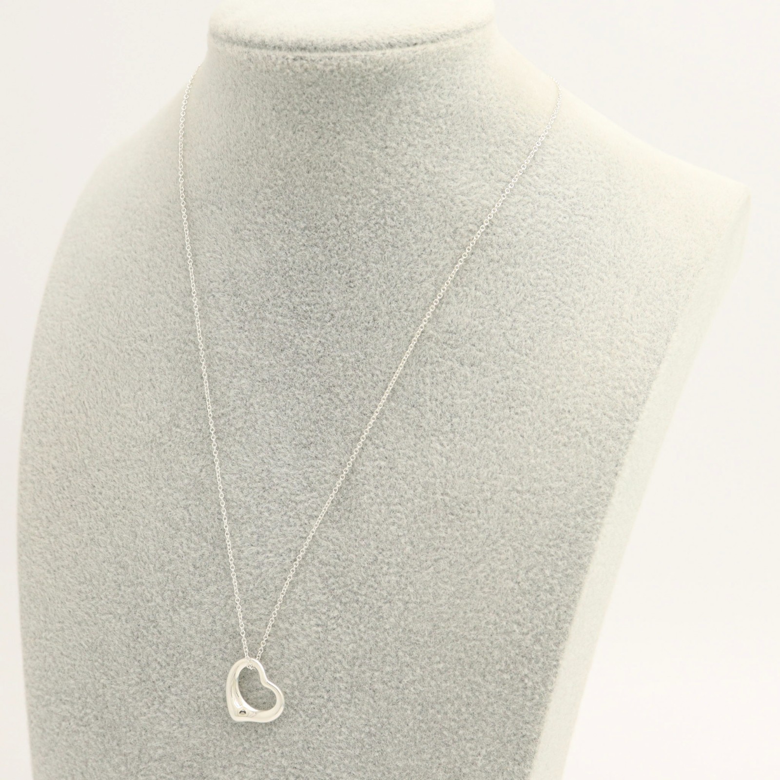 Tiffany & Co. Elsa Peretti 16mm Open Heart Pendant Necklace 16.1″ Silver 925