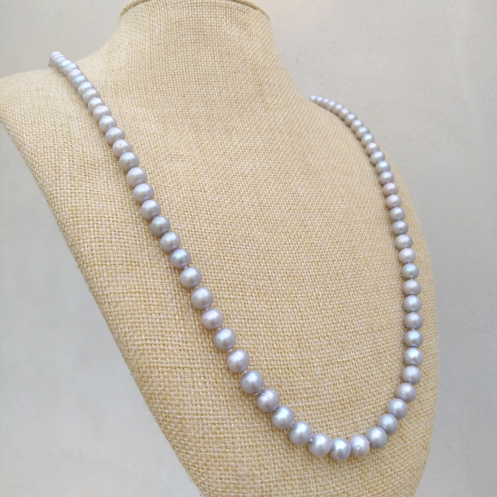 19″ gorgeous 5-6mm AAA+ South Sea Gray Pearl Necklace 14k Gold P