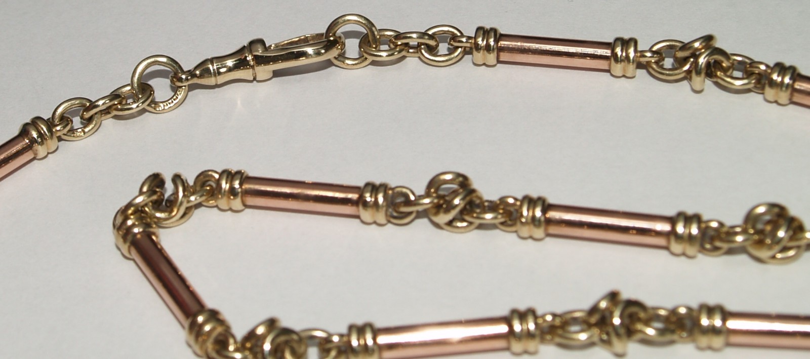 Heavy 45 gram 9ct Yellow And Rose Gold Bar Link Necklace 51cm