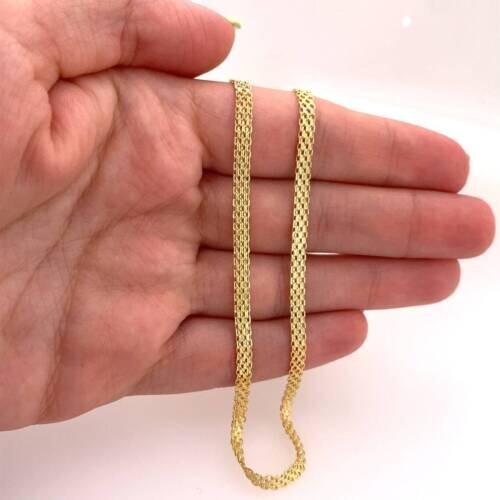 14k Yellow Gold 4.7mm Bismark Braided Link Chain Necklace 18″ 3.8 Grams