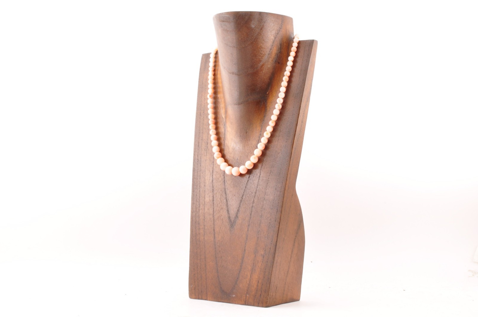 925 silver Angel skin coral Necklace ear clip set (17.3in 135ct) Certificate.