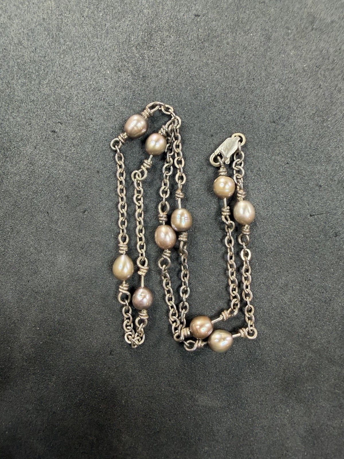 8.8g Vintage Sterling Silver 925 Pearl Necklace 16” Jewelry lot H