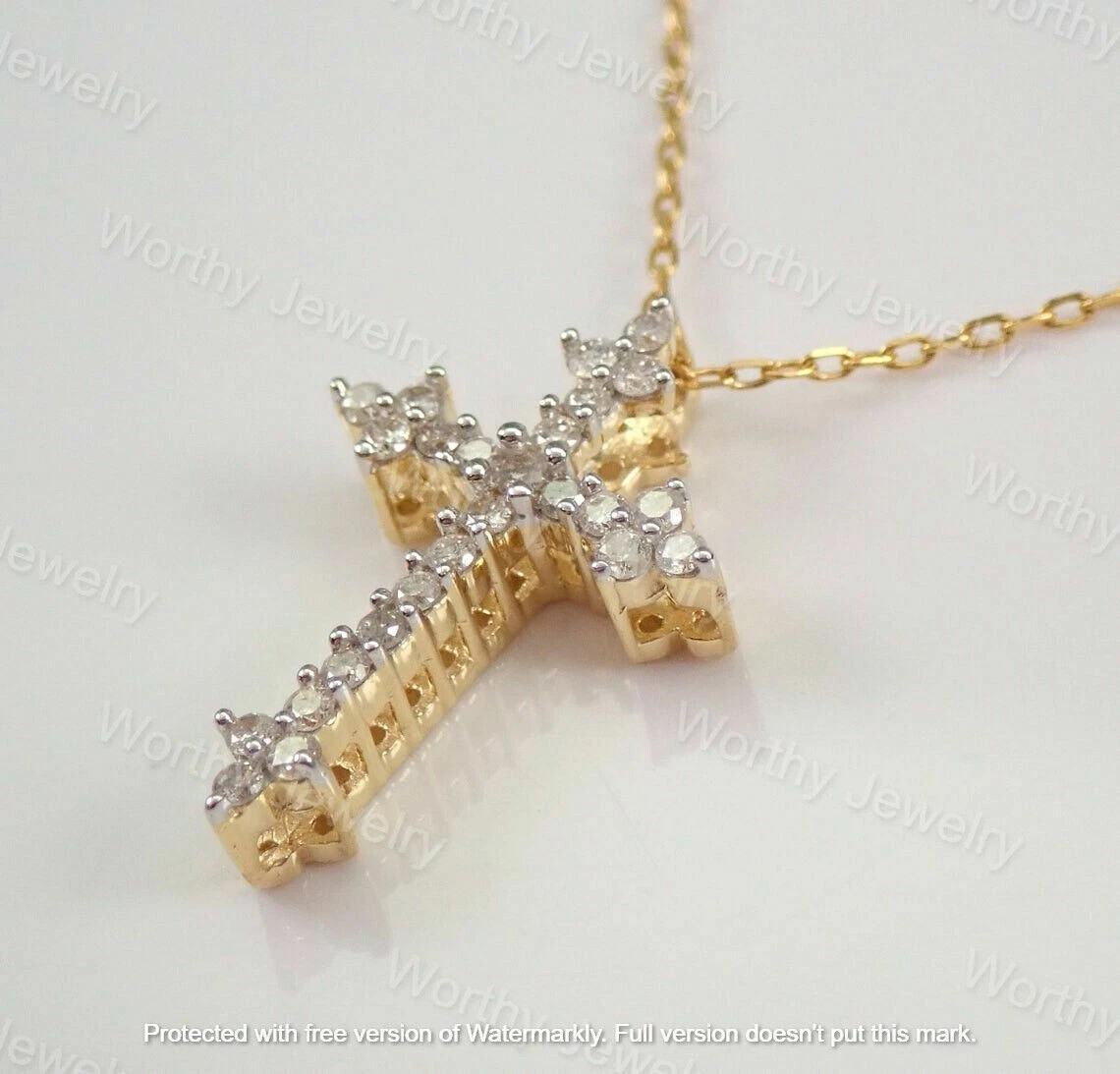 1.50Ct Round Cut D/VVS1 Diamond Cross Pendant 14K Yellow Gold Finish Free Chain