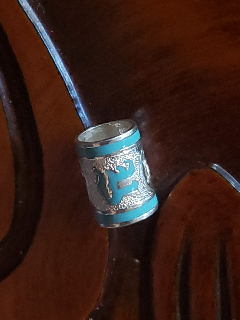 Hawaiian Baby Silver Initial Pendant Enamel 8mm X 6mm Slide Blue Letter