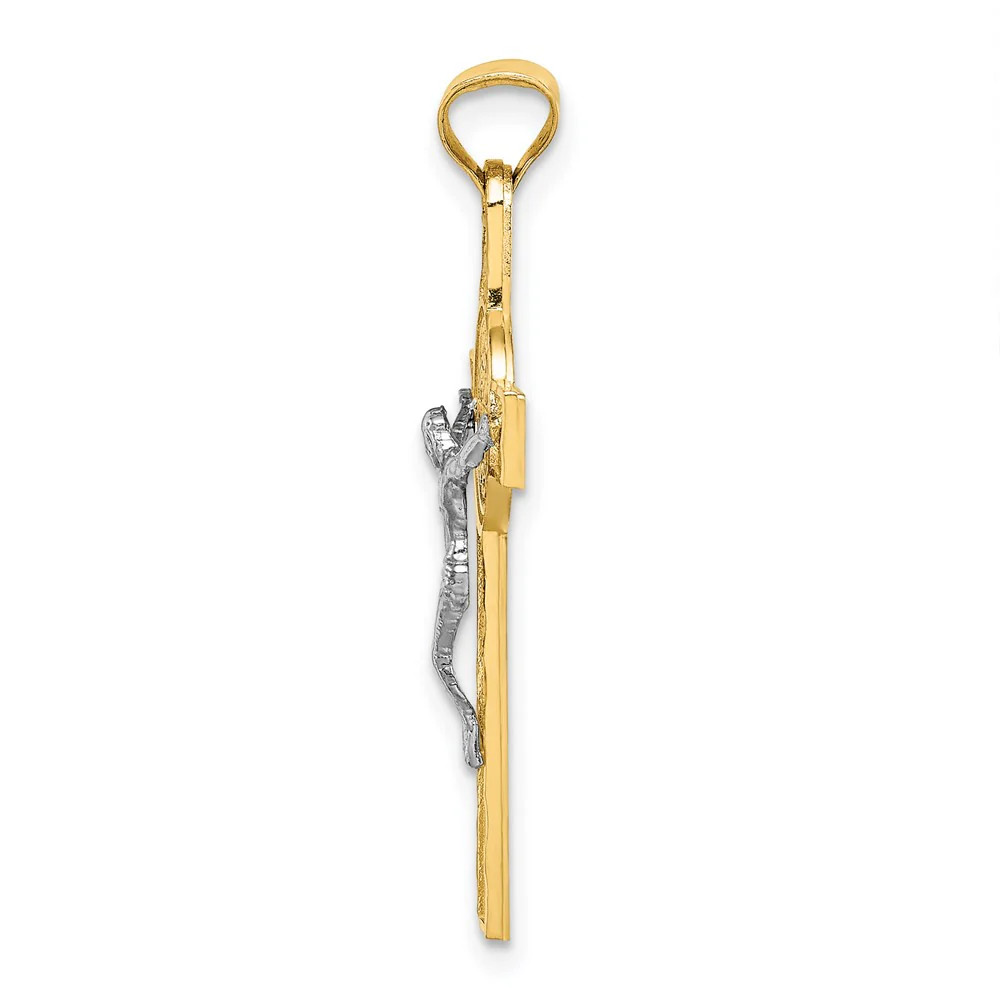14K Two-Tone St. Benedict Medal Crucifix Cross Pendant
