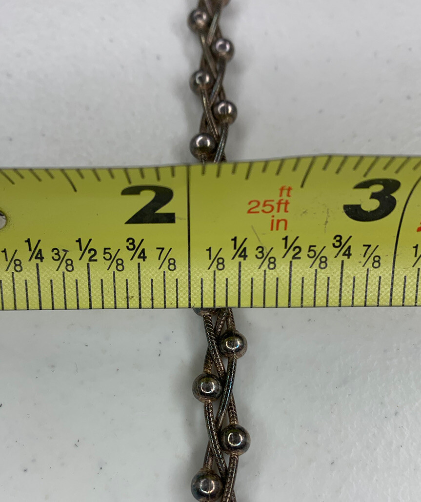 Used Sterling Silver Beaded Necklace, Marked “BS Italy”, 18” Long – 23.8 grams