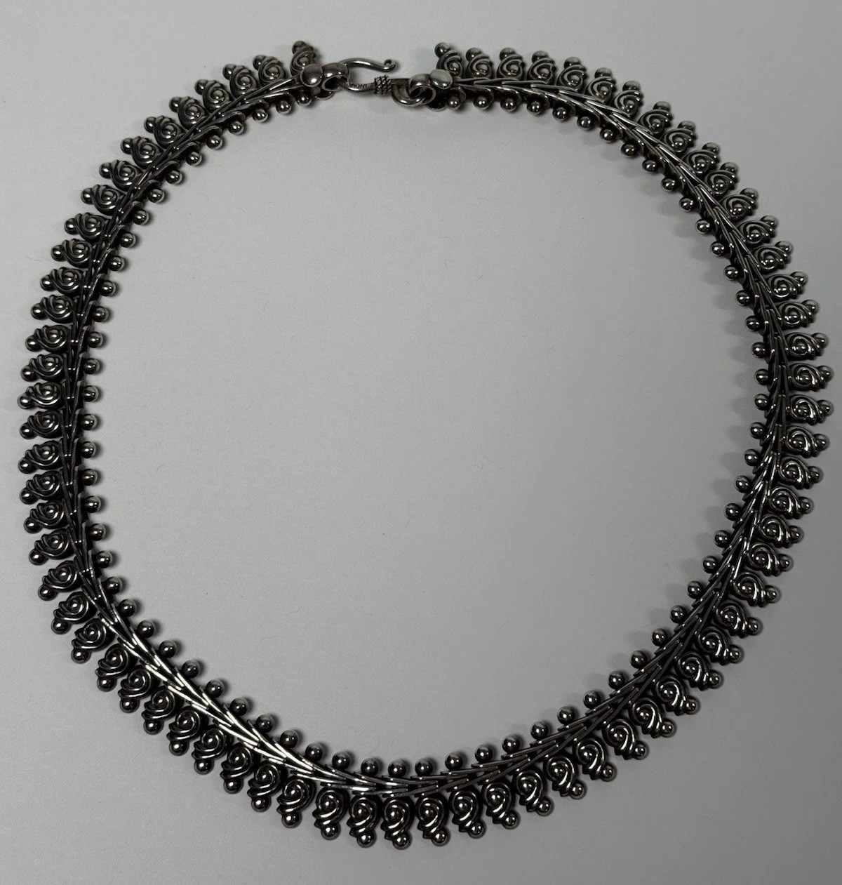 VTG Sterling Silver 17” Necklace Rajasthan India Tribal 15mm Bohemian